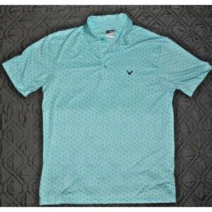 Callaway Golf Polo Shirt Mens Medium Mint Green Performance Stretch Print
